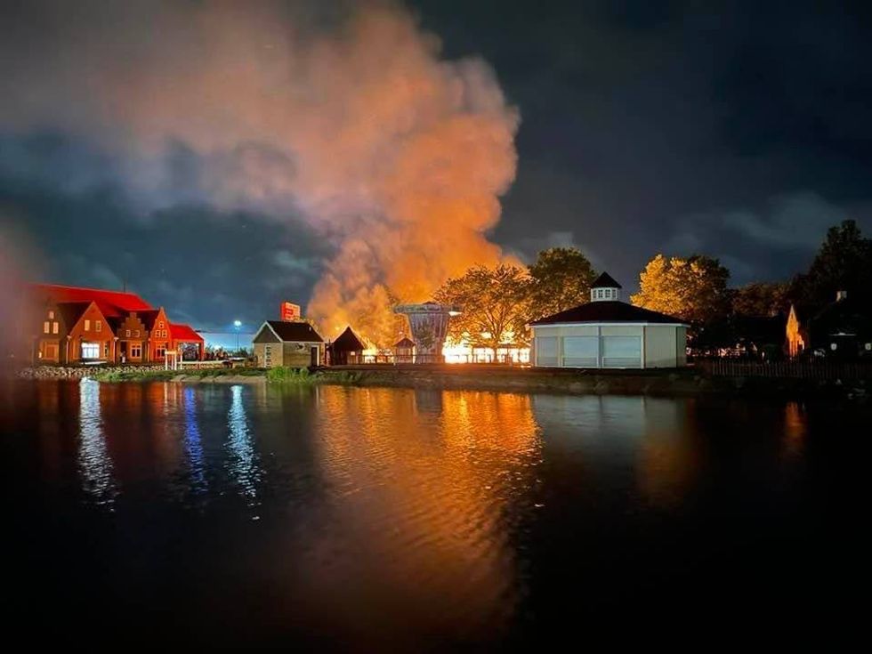 A historic building in West Michigan was destroyed early Thursday morning after a raging fire engulfed the structure in Neils