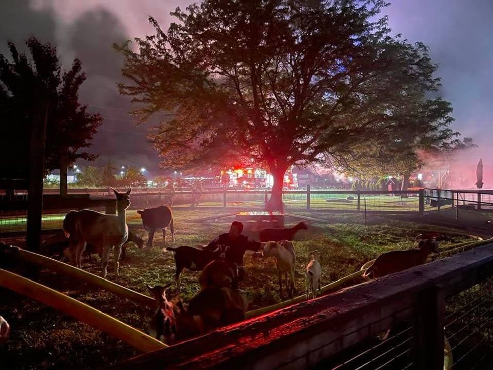A historic building in West Michigan was destroyed early Thursday morning after a raging fire engulfed the structure in Neils
