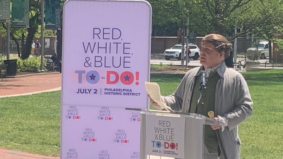 A historical interpreter portraying John Adams helped announce the city