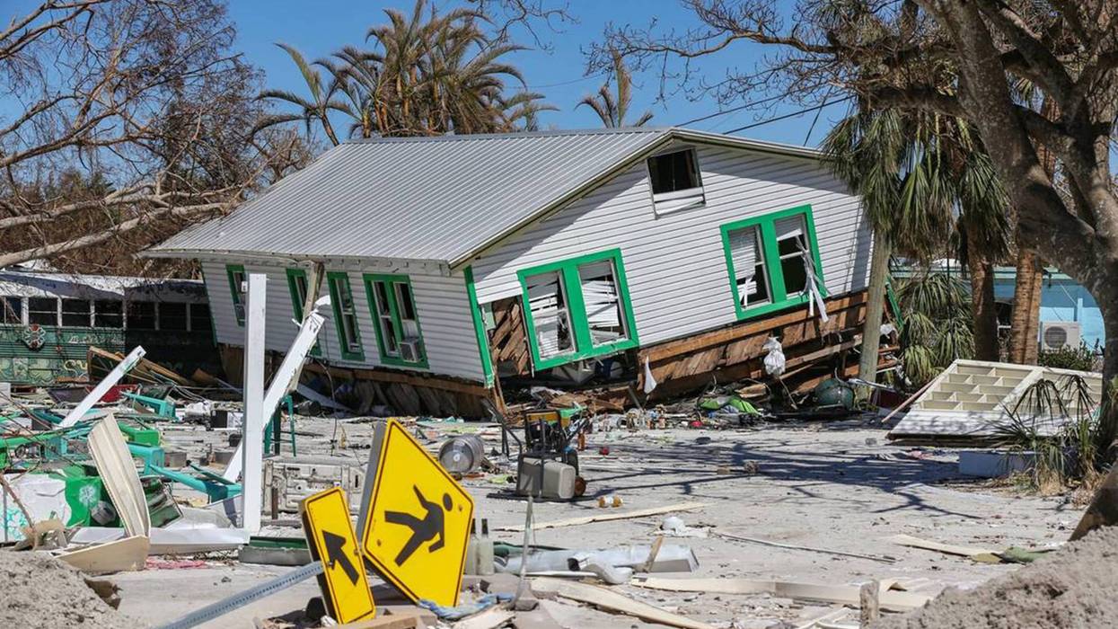 A home damaged by Hurricane Ian seen along Fort Myers Beach, Florida, on Monday, Oct. 3, 2022.