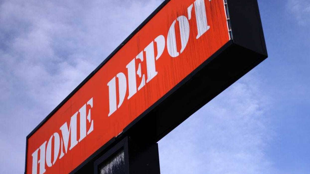 A Home Depot sign.