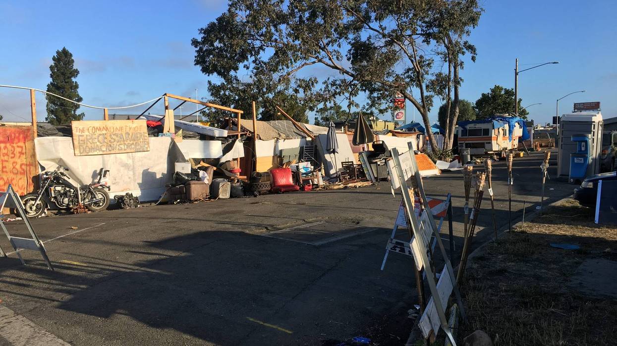 A homeless encampment near a Home Depot in Oakland on July 23, 2019.