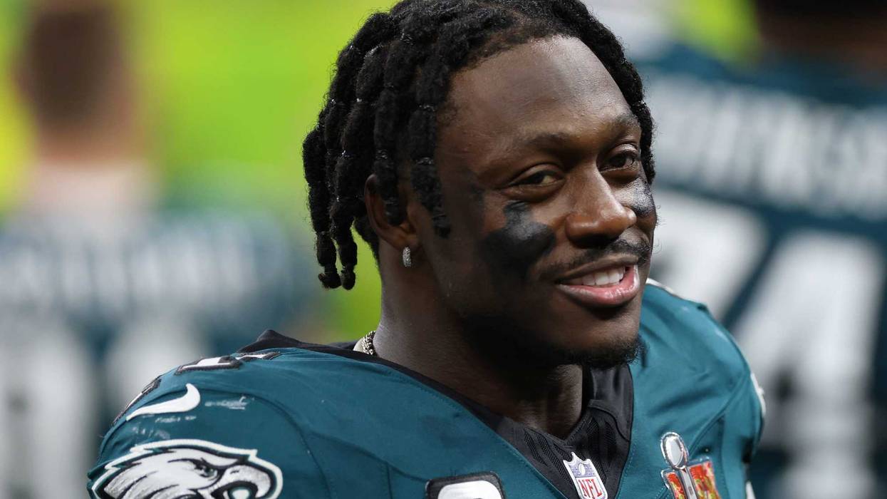 A.J. Brown, #11 of the Philadelphia Eagles, looks on in the fourth quarter against the Kansas City Chiefs during Super Bowl LIX at Caesars Superdome on Feb. 9, 2025, in New Orleans, Louisiana.