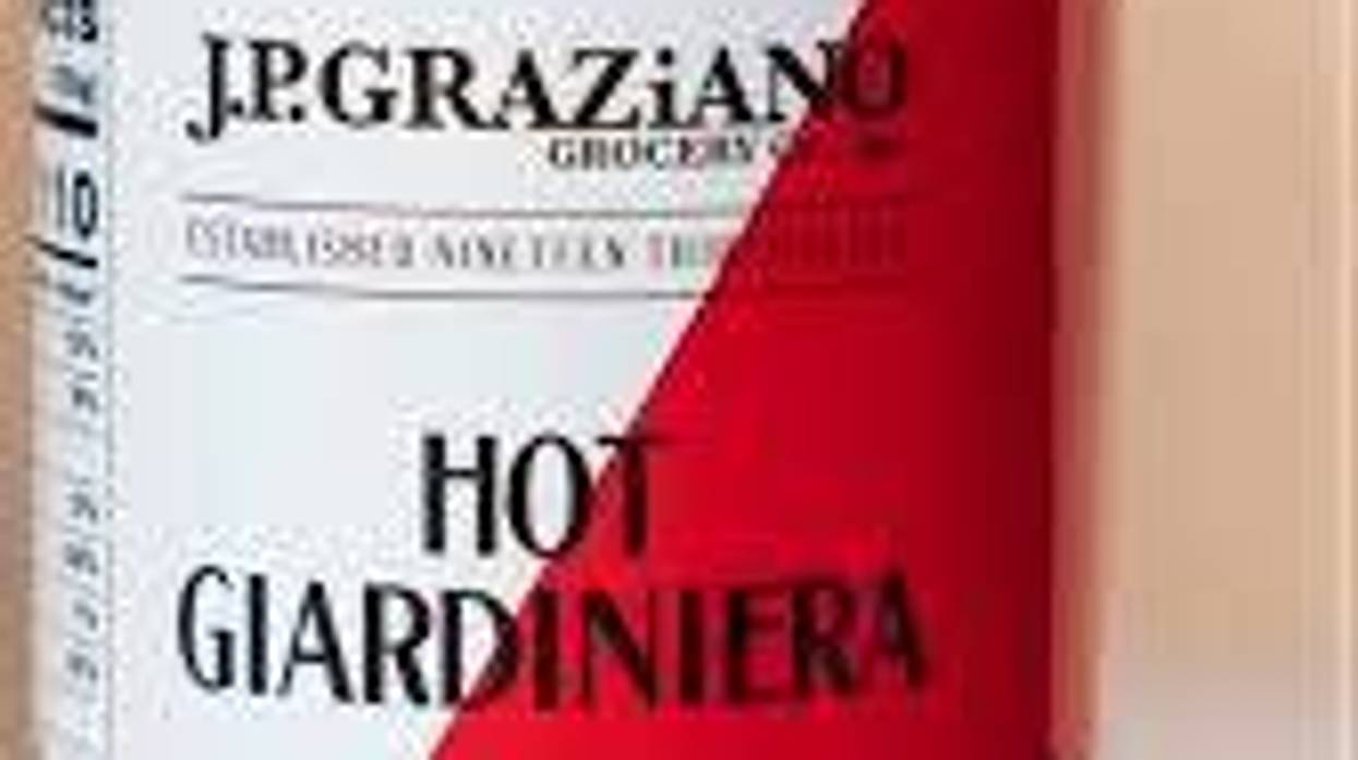 A jar of hot giardiniera from J.P. Graziano Grocery in Chicago.