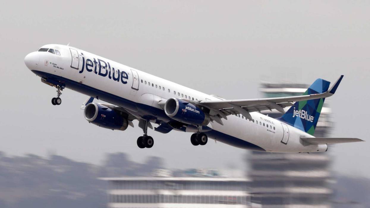 A JetBlue Airways flight departs Los Angeles International Airport en route to New York on September 19, 2024