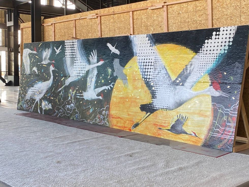 A large mural on display as part of "The City Canvas: A Paint the Void Retrospective," which runs this weekend and next at San Francisco