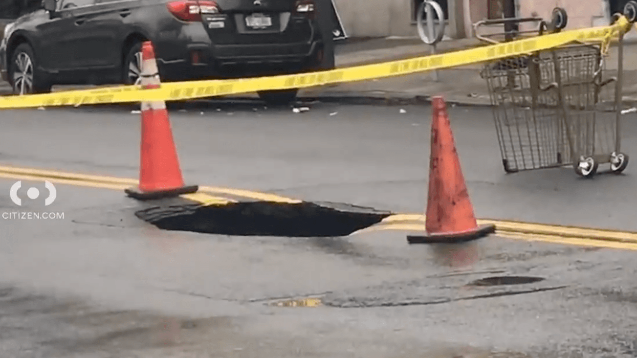 A large sinkhole opened up in Ozone Park, Queens on Wednesday.