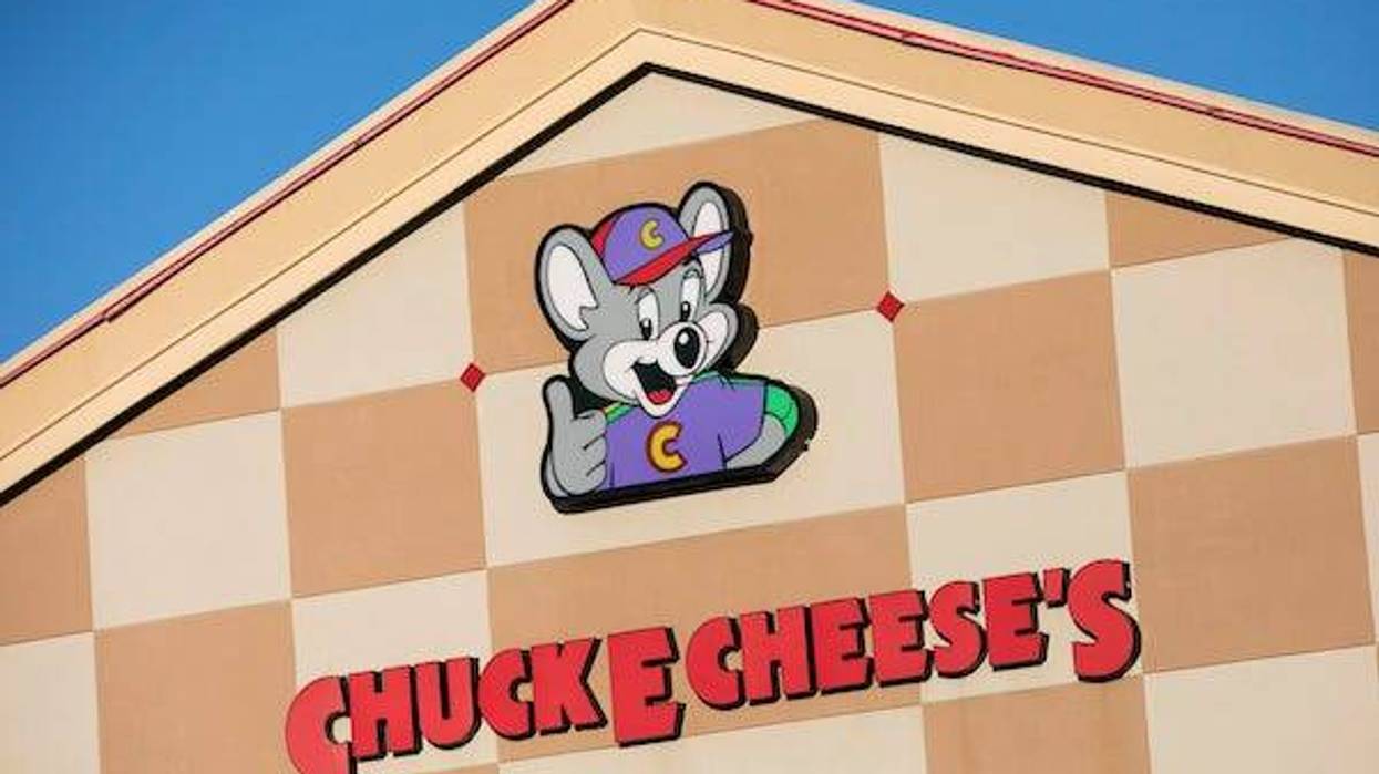 A logo sign outside of a Chuck E. Cheese restaurant location in Waldorf, Maryland, on February 27, 2020