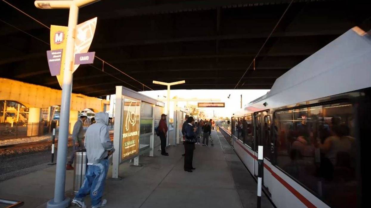 A look at the Grand MetroLink station platform with a full train car