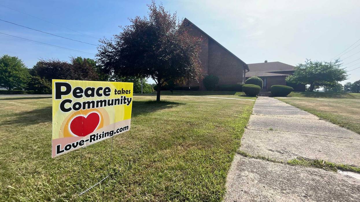 A Love Rising sign at St. Andrew's Episcopal Church