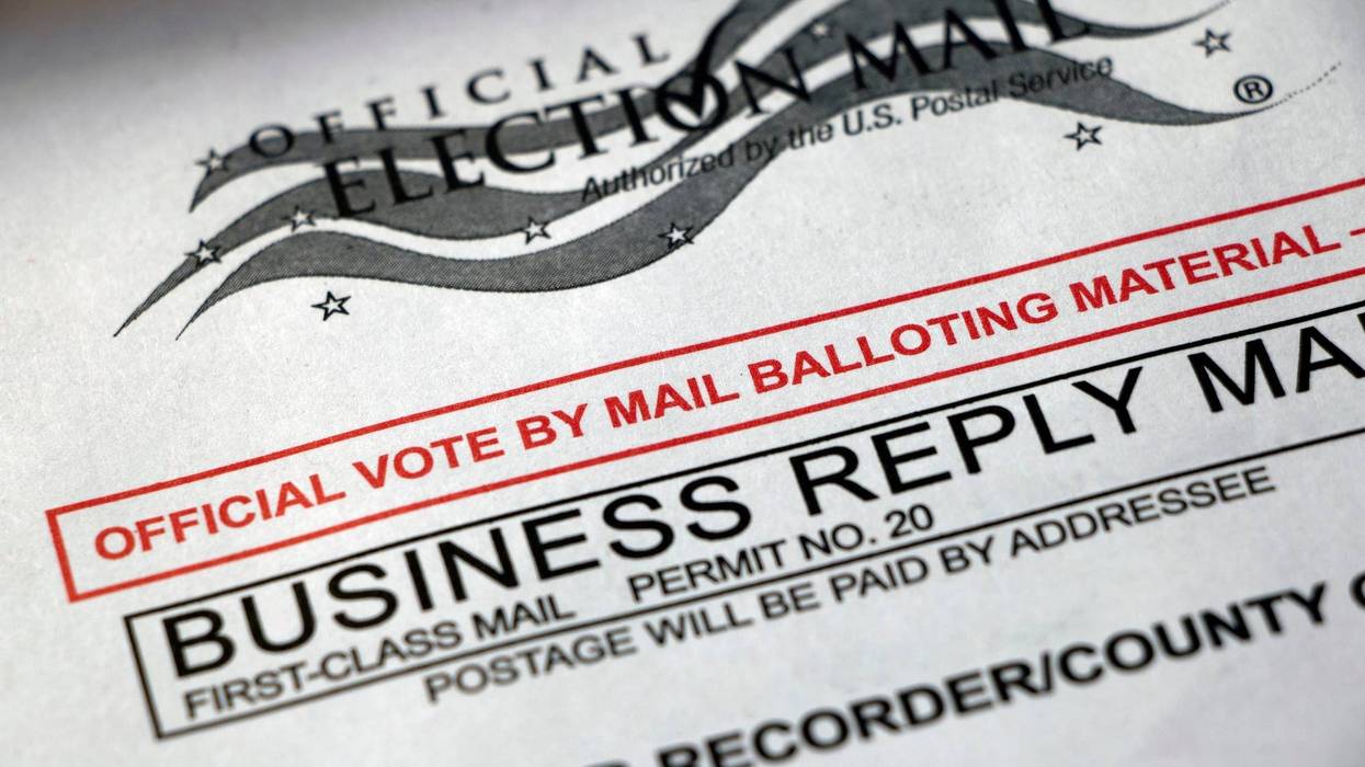 A mail-in ballot envelope.