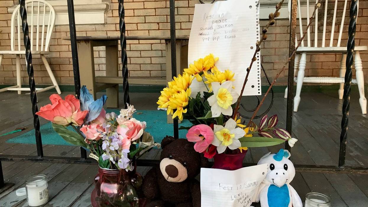 A makeshift memorial is set up for Samuel Jackson, a Vietnam War veteran who was struck and killed in Norristown on Sunday evening.