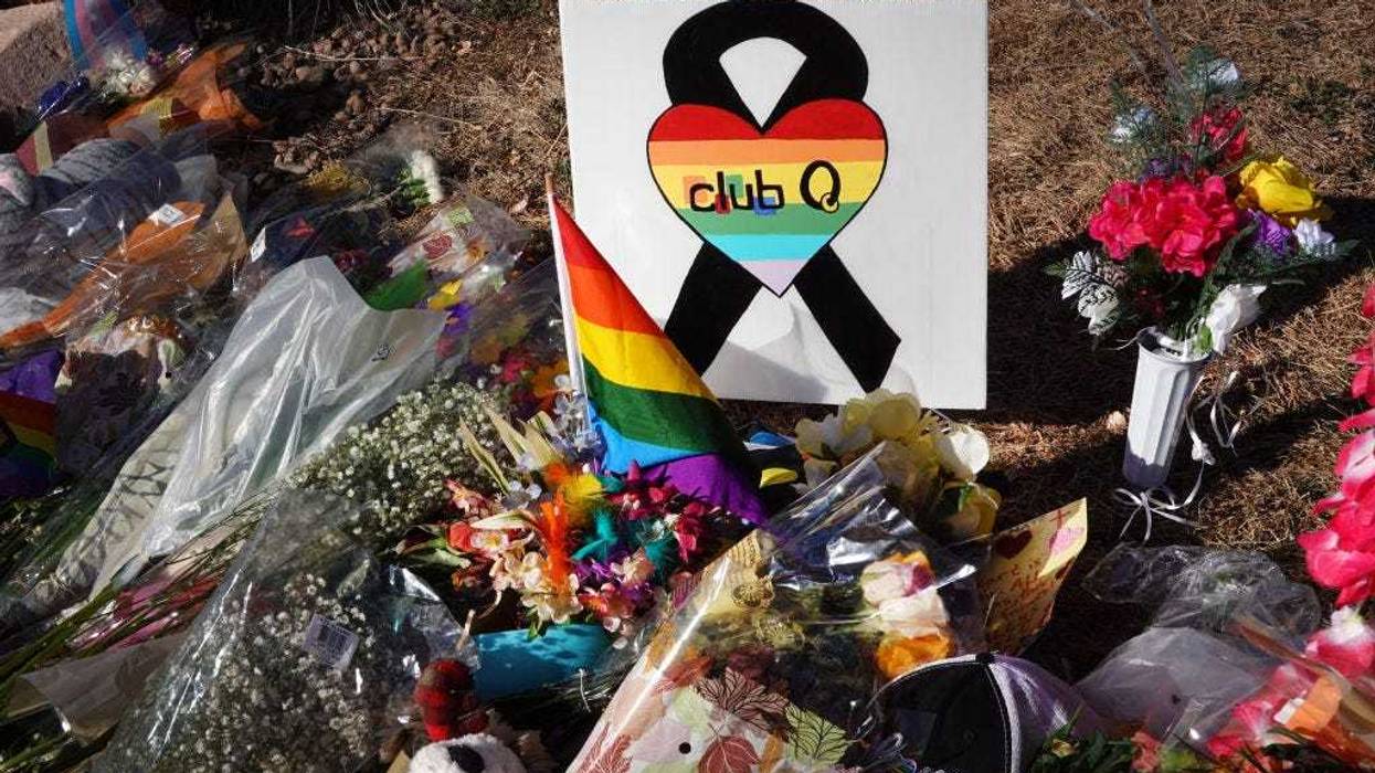 A makeshift memorial near the Club Q nightclub continues to grow on November 21, 2022 in Colorado Springs, Colorado