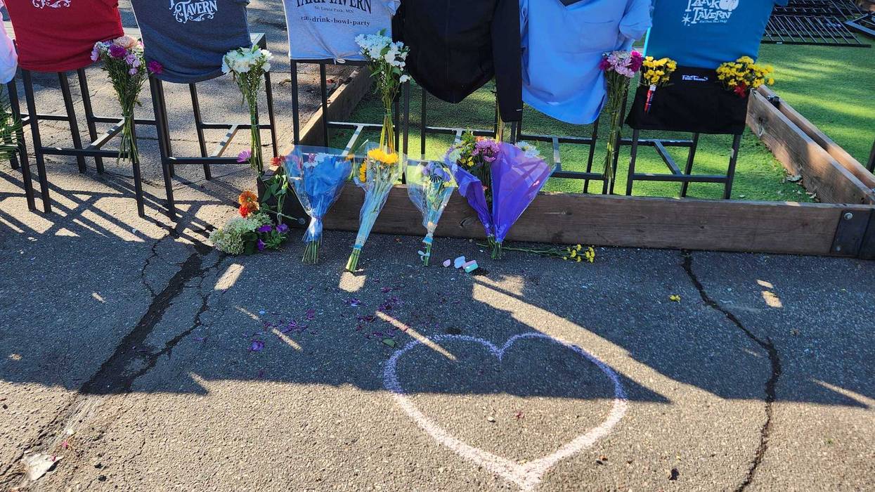 A makeshift memorial that has sprung up outside Park Tavern in St. Louis Park.