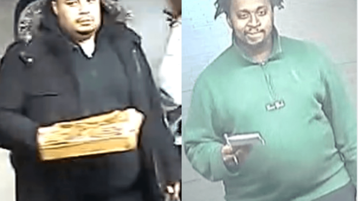 A man believed to be Russell Peterson, 32, was taken into custody on Sunday afternoon and charged with forcible touching. A second suspect sought.