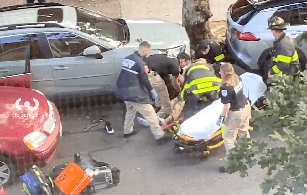 A man in his 40s was struck and injured by a car in Borough Park on Friday morning