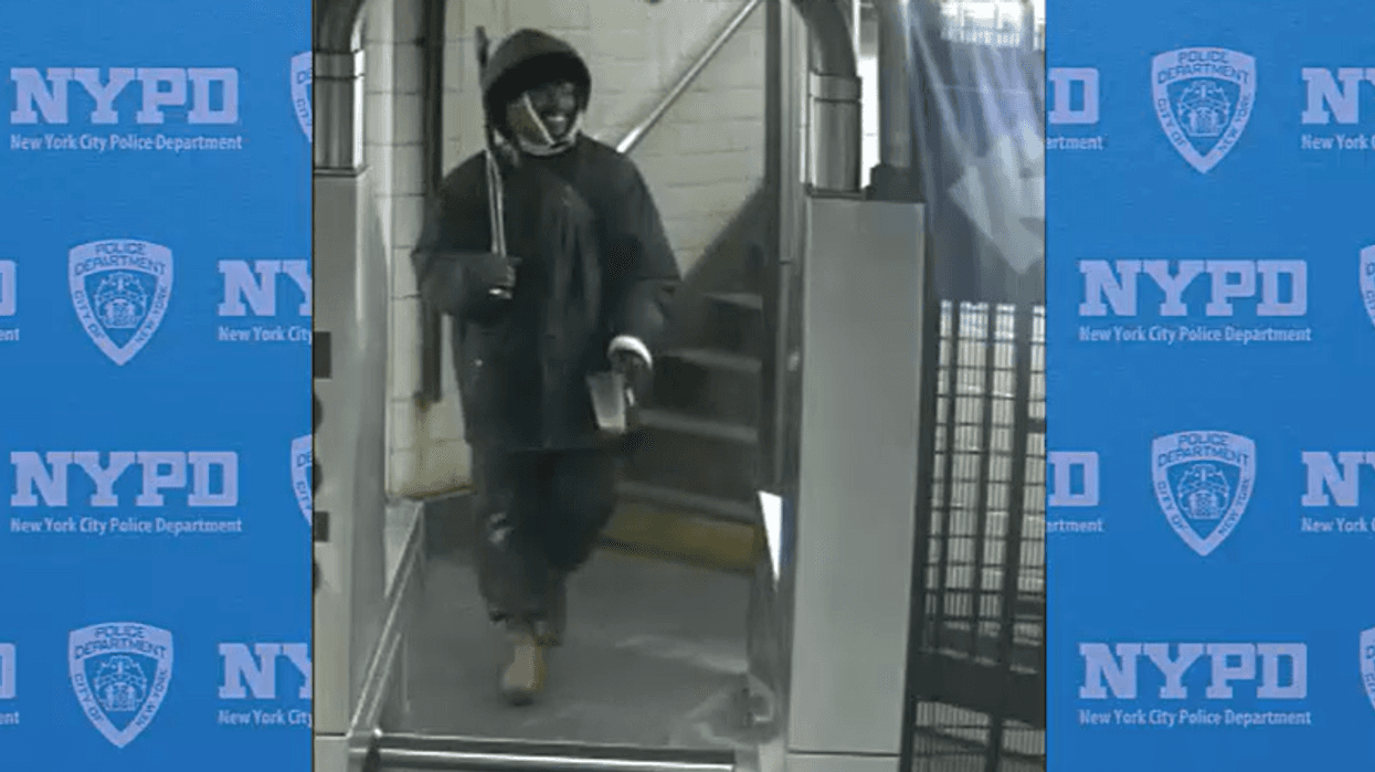 A man is wanted for beating a 29-year-old woman with a stick in a lower Manhattan subway station last week.
