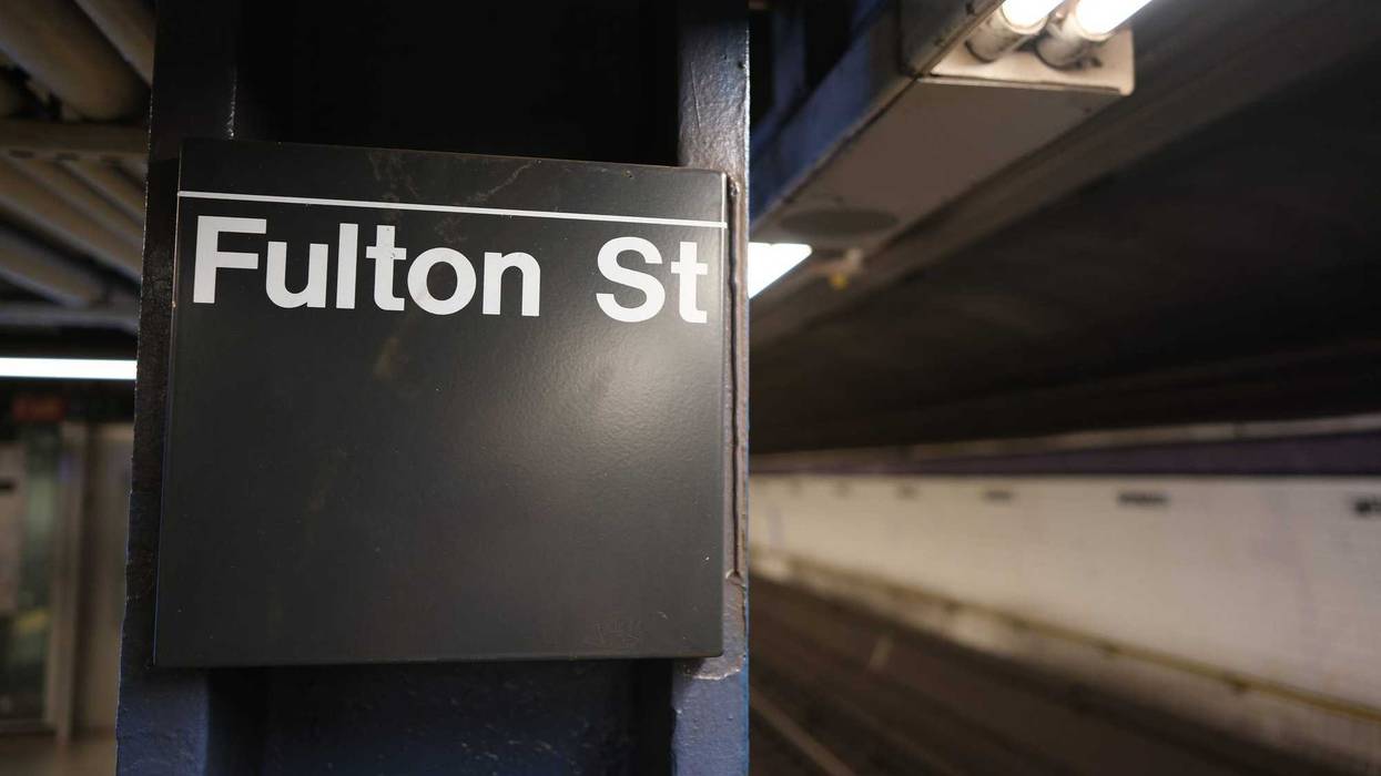 A man was slashed in the face and arm at the Fulton Street subway station in the Financial District early Saturday, and police are searching for the suspect.