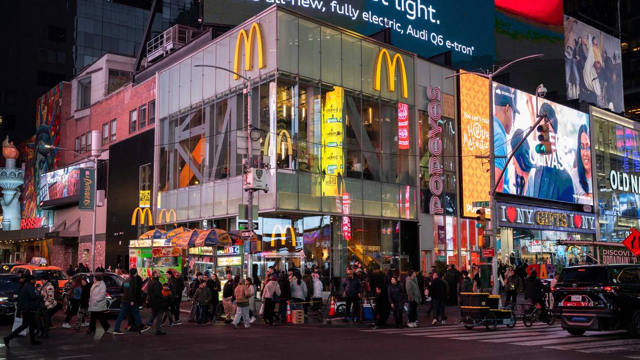 A man was stabbed and wounded inside the McDonald's at West 45th Street and Broadway on Tuesday morning