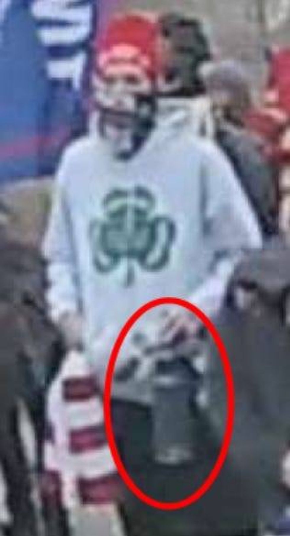 A man who prosecutors say is Michael Dickinson, from Philadelphia, who allegedly attacked law enforcement during the January 6 insurrection.