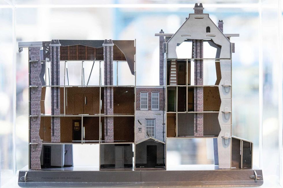 A maquette of the secret annex is displayed at the Anne Frank House in Amsterdam, Netherlands, Friday, Oct. 4, 2024