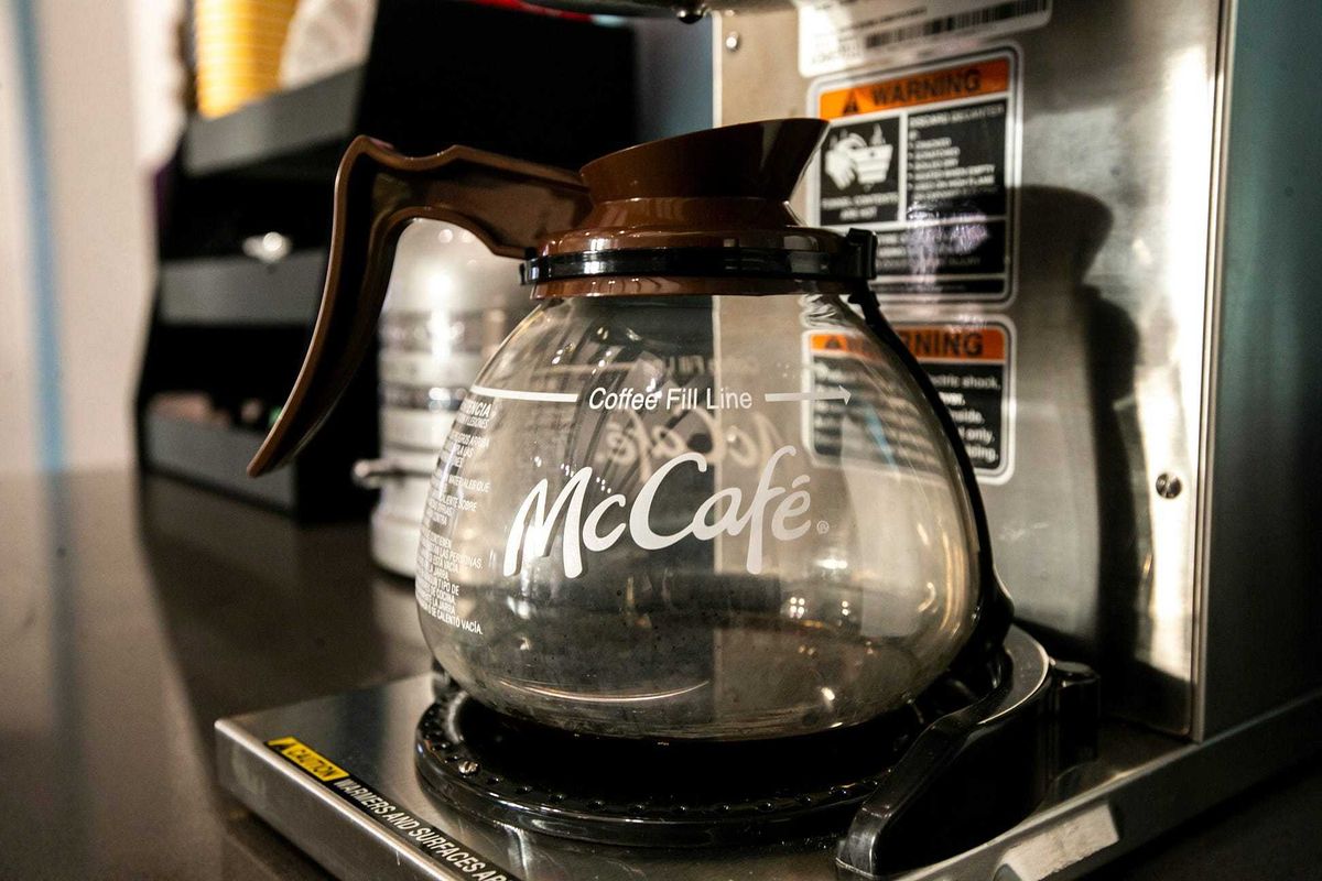 A McCafe coffee pot is seen at the Ronald McDonald House