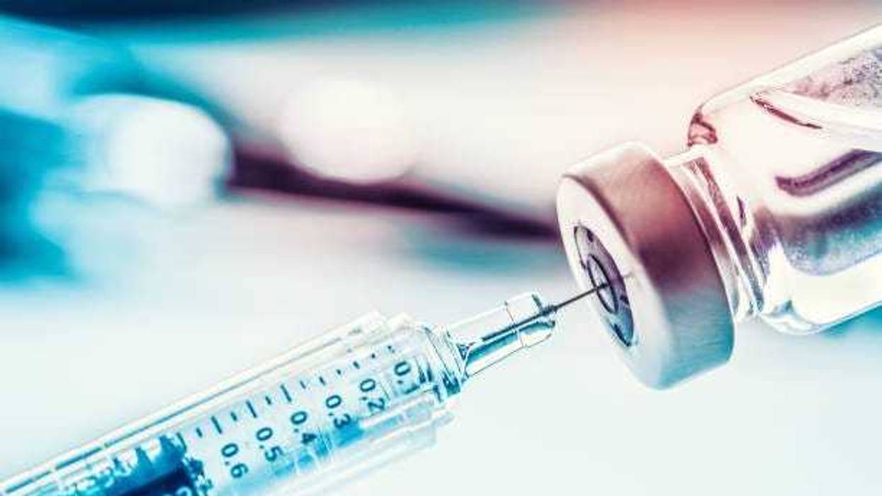 A medical syringe.