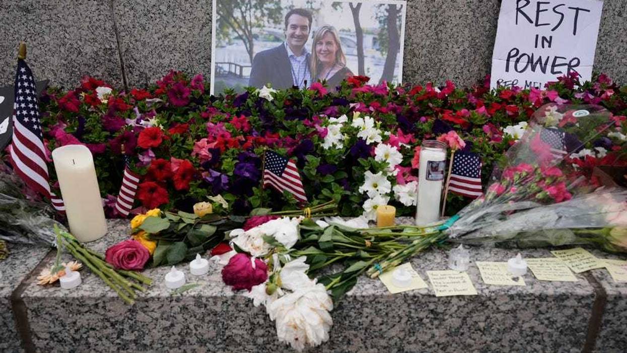 A memorial at the Minnesota State Capitol honoring the lives of Speaker Emerita Melissa Hortman and her husband Mark.