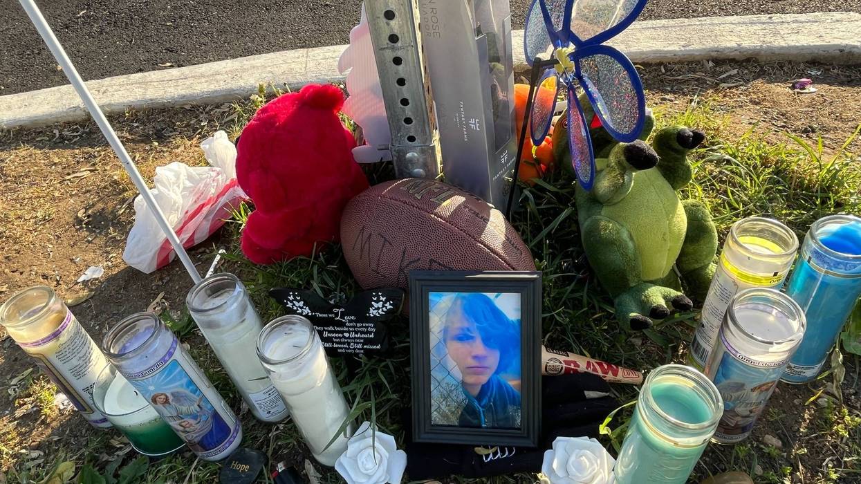 A memorial has been set up for 15-year-old Michael Garr, who was fatally stabbed in the neck on April 21, 2023.