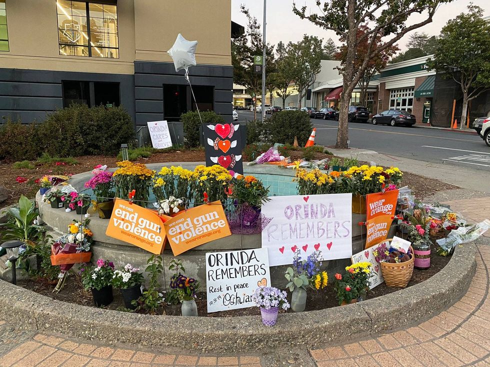 A memorial remembers the victims of the 2019 Halloween shooting in Orinda.