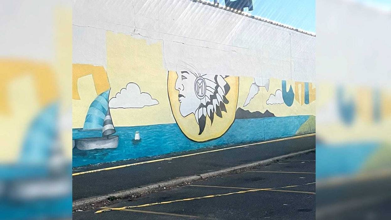 A mural of the Massapequa chief is being painted near the hamlet's high school despite a state ban on Native American mascots in public schools that takes effect next month