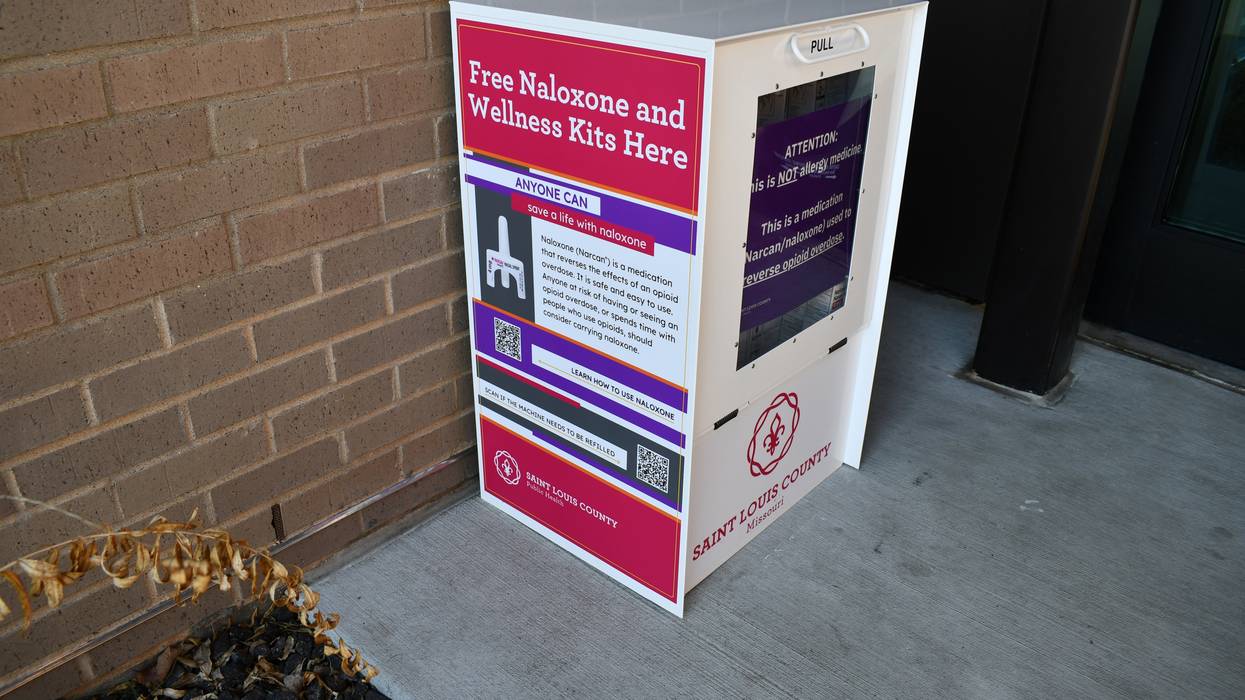 A Naloxone dispenser at the Ferguson Health Center.