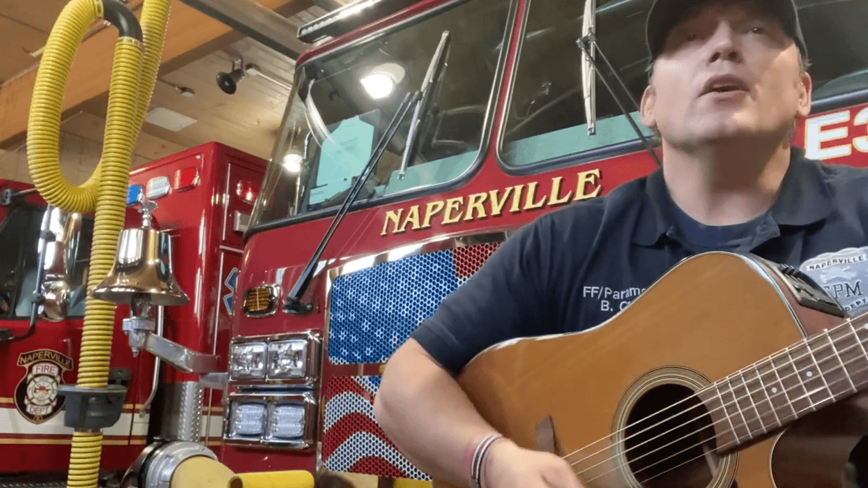 A Naperville firefighter found a creative way to tell residents ‘Get Your Mask On’.