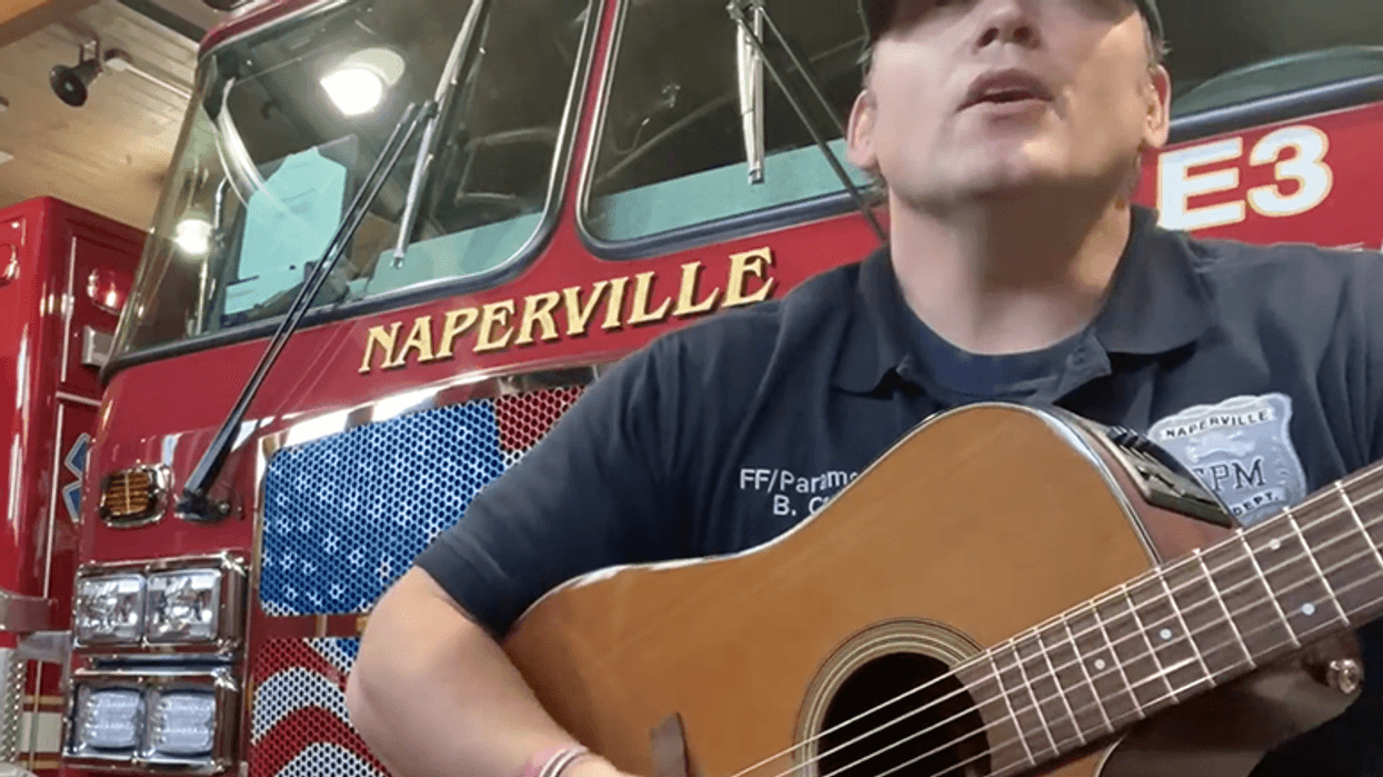 A Naperville firefighter found a creative way to tell residents ‘Get Your Mask On’.