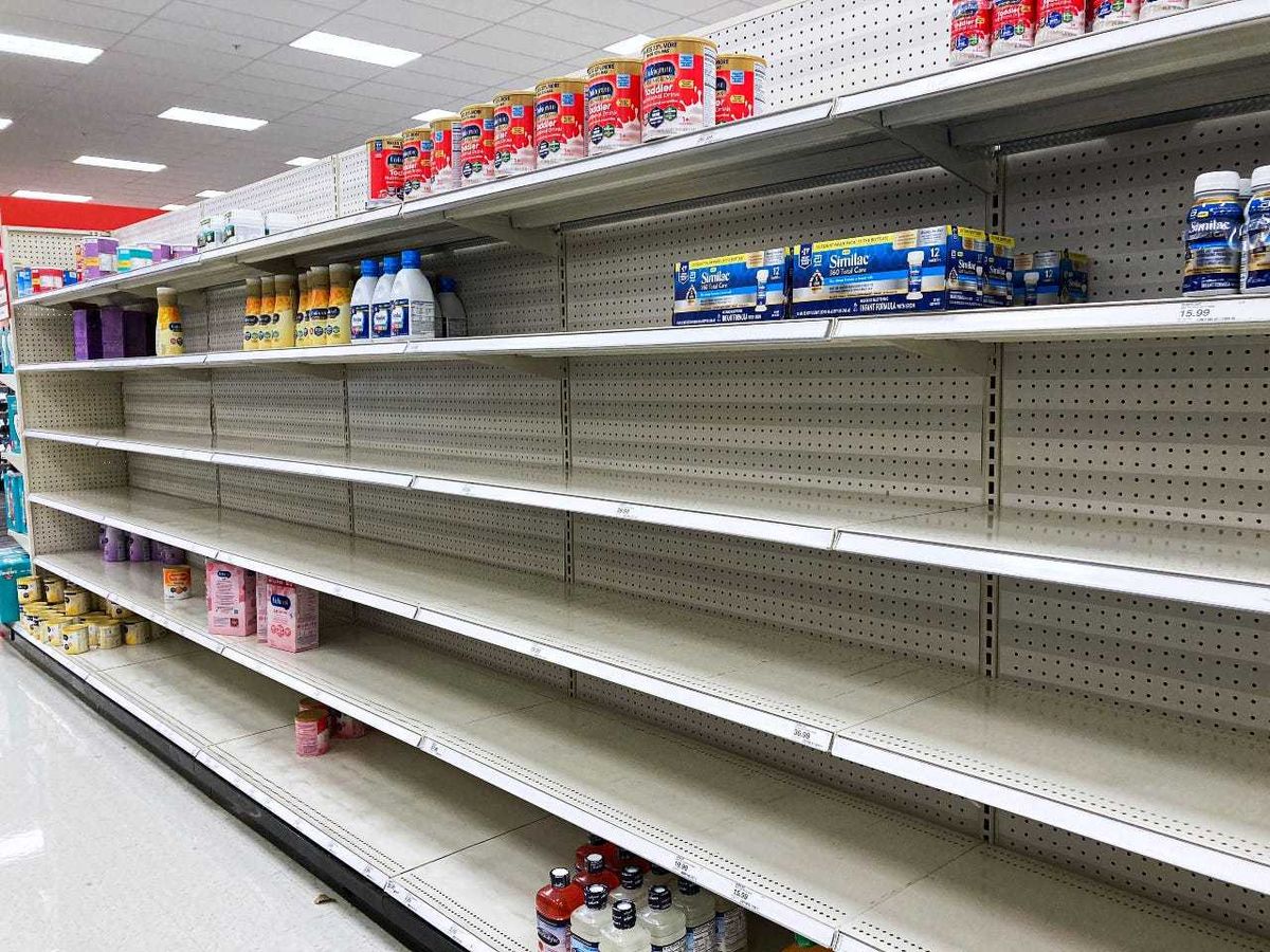 A nearly empty baby formula display shelf is seen at Target. Stores across the U.S. have been struggling to stock enough baby formula, causing some chains to limit customer purchases.