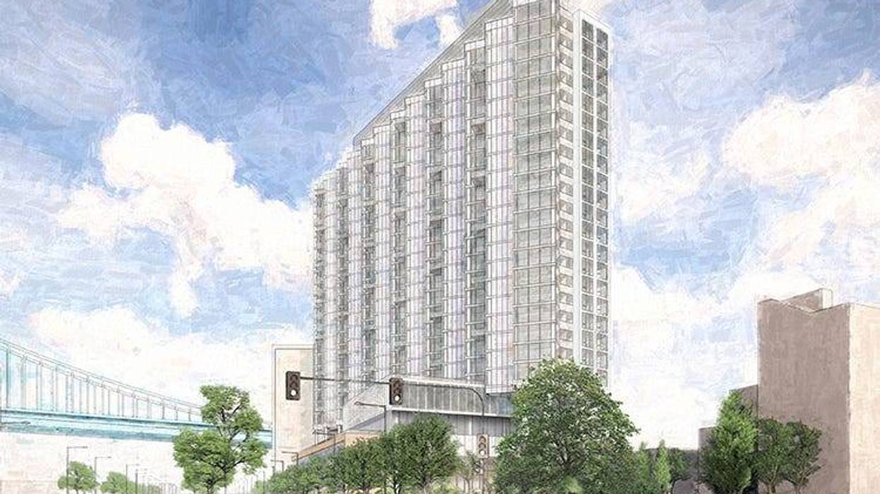 A new mixed-use development, built by New York City developer The Durst Organization, is going up over the site of a historic shipyard at Vine Street and Columbus Boulevard.