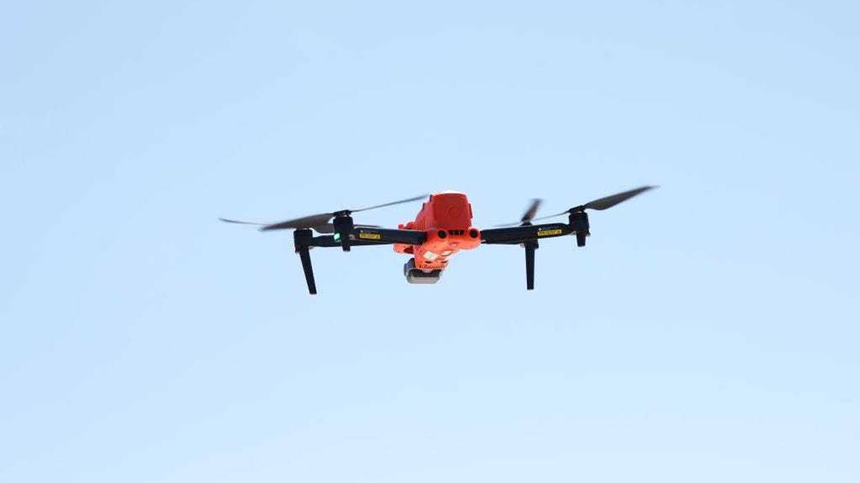 A new shark-monitoring drone is seen as it prepares to monitor the waters for sharks at Jones Beach State Park on July 7, 2023 in Wantagh, New York.