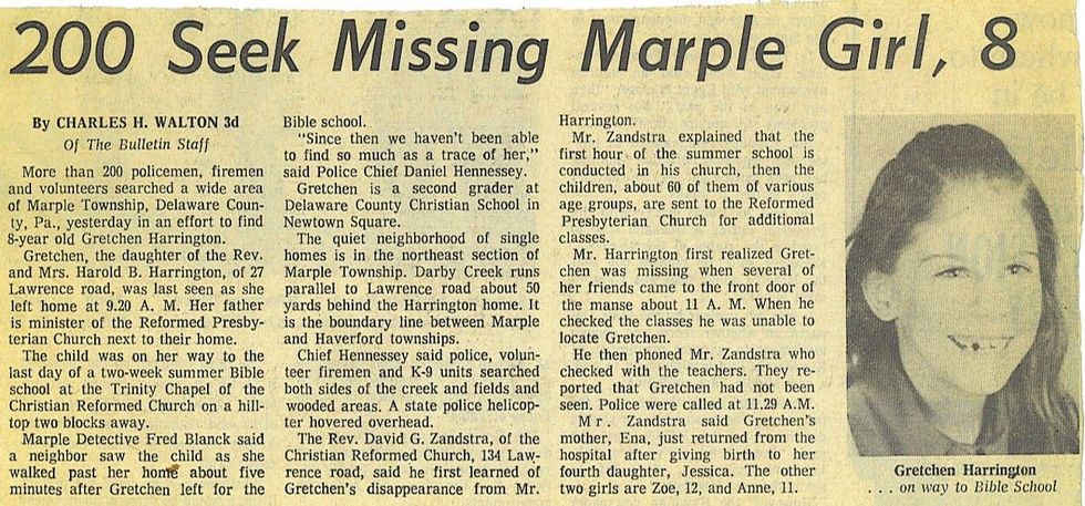 A newspaper clipping from 1975 about the case