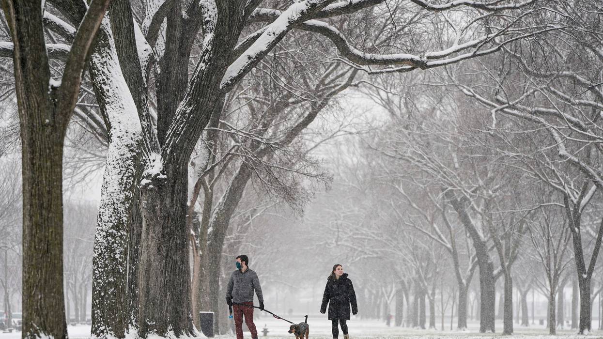 A nor'easter heading for Connecticut dropped snow on Washington, DC Sunday.