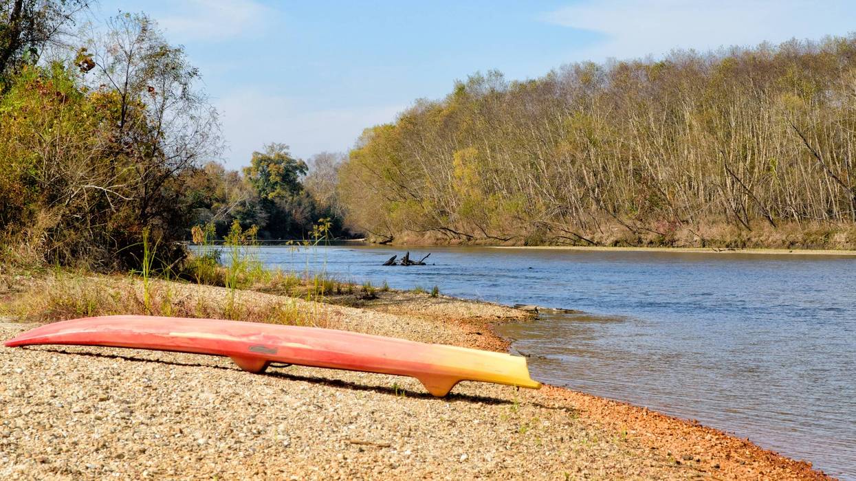 A paddleboard on a sandbar, Bogue Chitto State Park