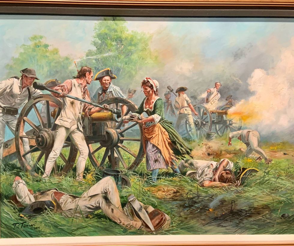 A painting by Don Troiani depicts the Revolutionary War legend of Molly Pitcher.