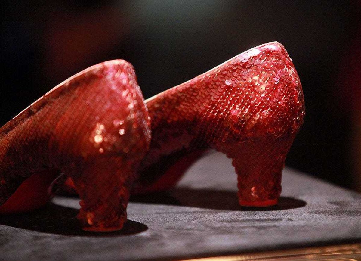 A pair of "The Wizard of Oz" Ruby Red Slippers worn by Judy Garland in 1939 are displayed at a viewing at the Plaza Athenee on December 5, 2011 in New York City.