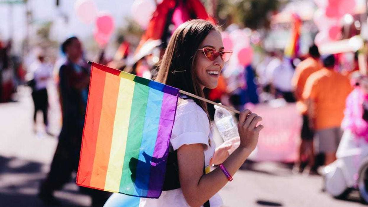 A parade goer participates in the Greater Palm Springs Pride Parade on November 07, 2021 in Palm Springs, California.