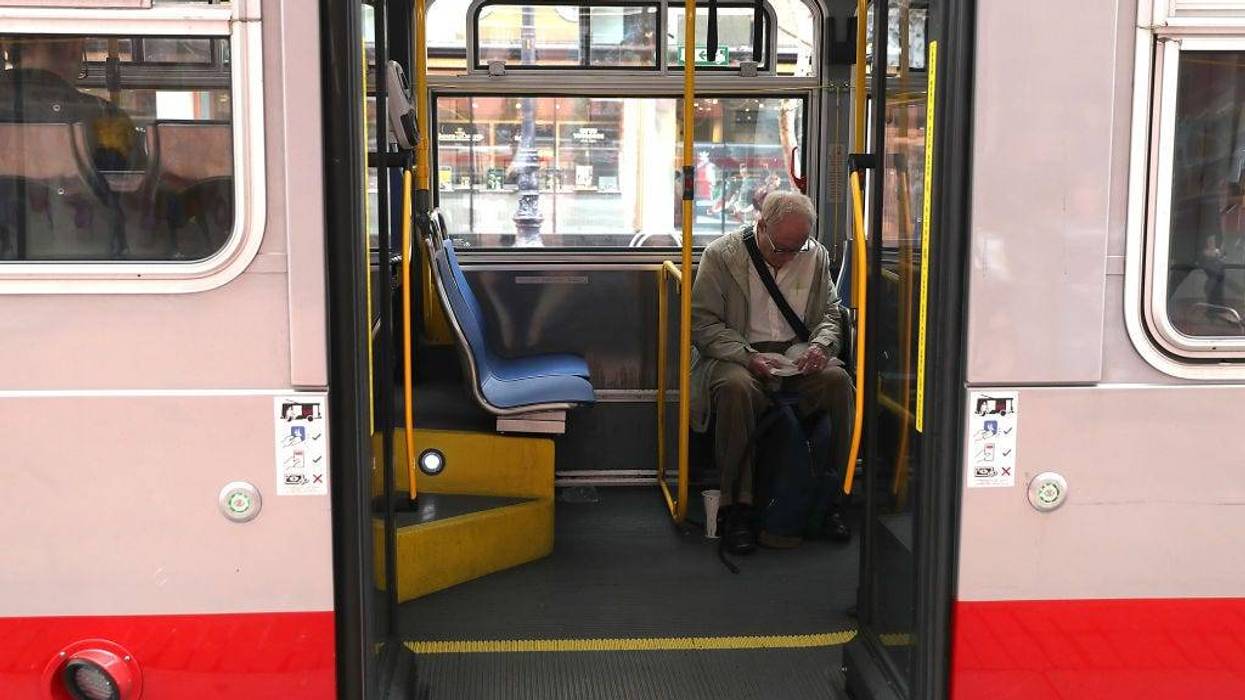 A passenger sits on a MUNI bus on March 21, 2018 in San Francisco, California. According to a report by advocacy group TransitCenter, transit ridership declined in 31 of 35 major metropolitan cities in the U.S. in 2017.