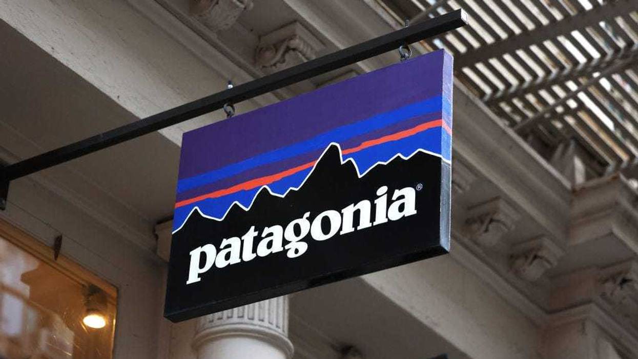 A Patagonia store signage is seen on Greene Street on September 14, 2022 in New York City. Yvon Chouinard, founder of Patagonia, his spouse and two adult children announced that they will be giving away the ownership of their company which is worth about $3 billion.