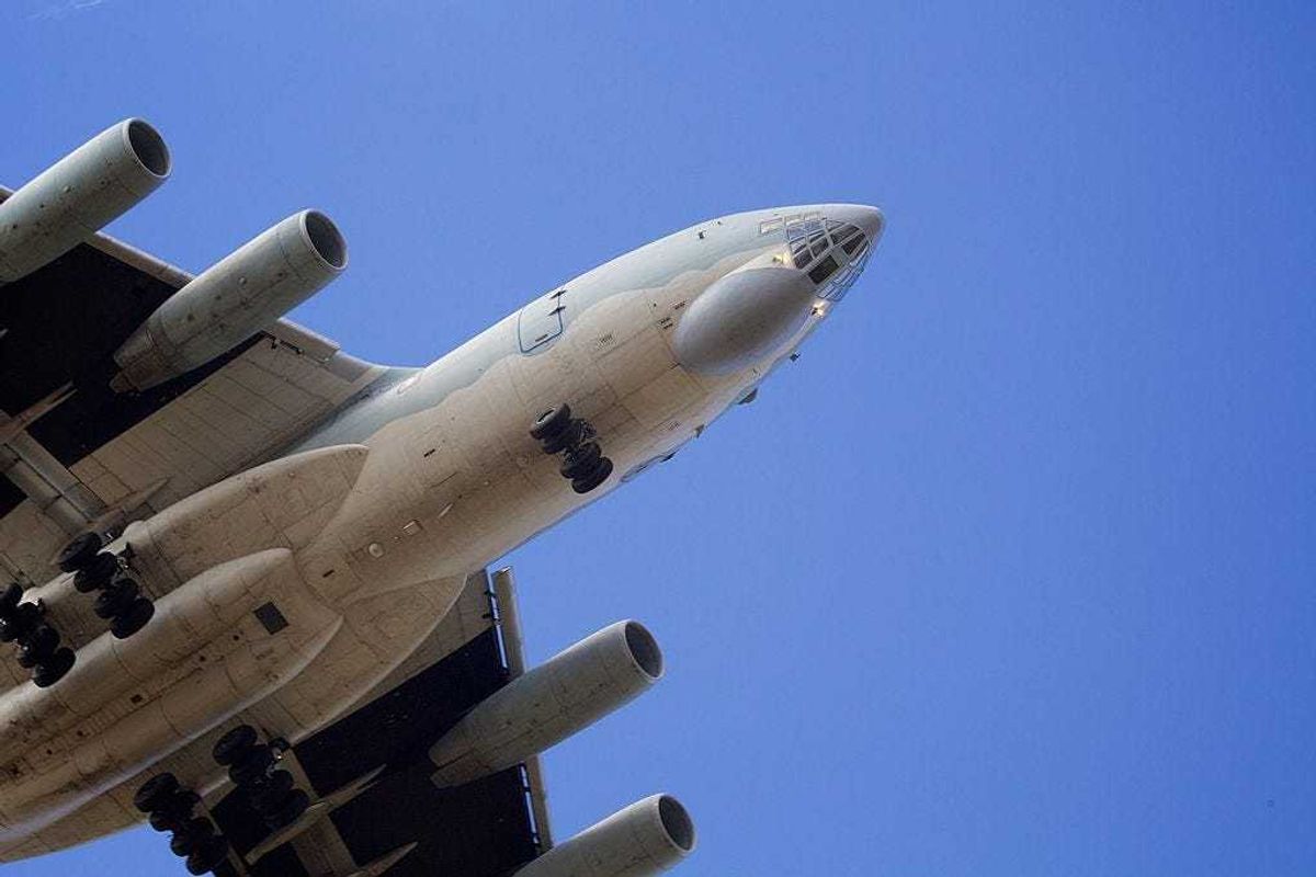 A People's Liberation Army Air Force Illyushin Il-76 on final approach to Perth International airport having just completed a search mission trying to locate missing Malaysia Airways Flight MH370 on April 16, 2014 in Perth, Australia. Twenty-six nations have been involved in the search for Malaysia Airlines Flight MH370 since it disappeared more than a month ago. The Malaysian Airways aircraft went missing on 8th March 2014 whilst on a flight between Kuala Lumpur and Beijing. (Photo by Richard Wainwright - Pool/Getty Images)