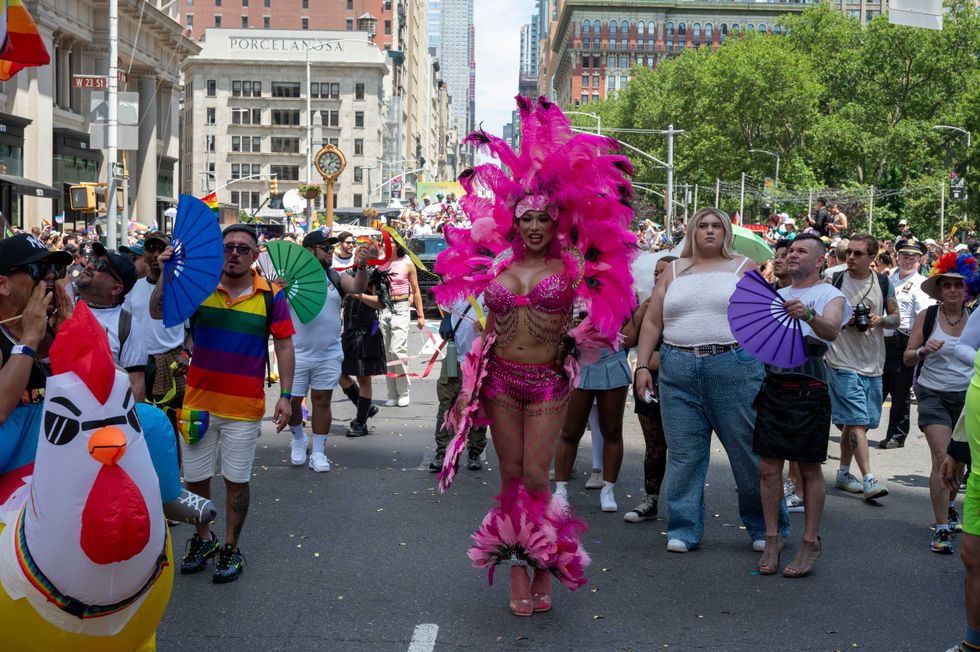 A person dressed in costume participates in the annual New York City Pride Parade on June 29, 2025