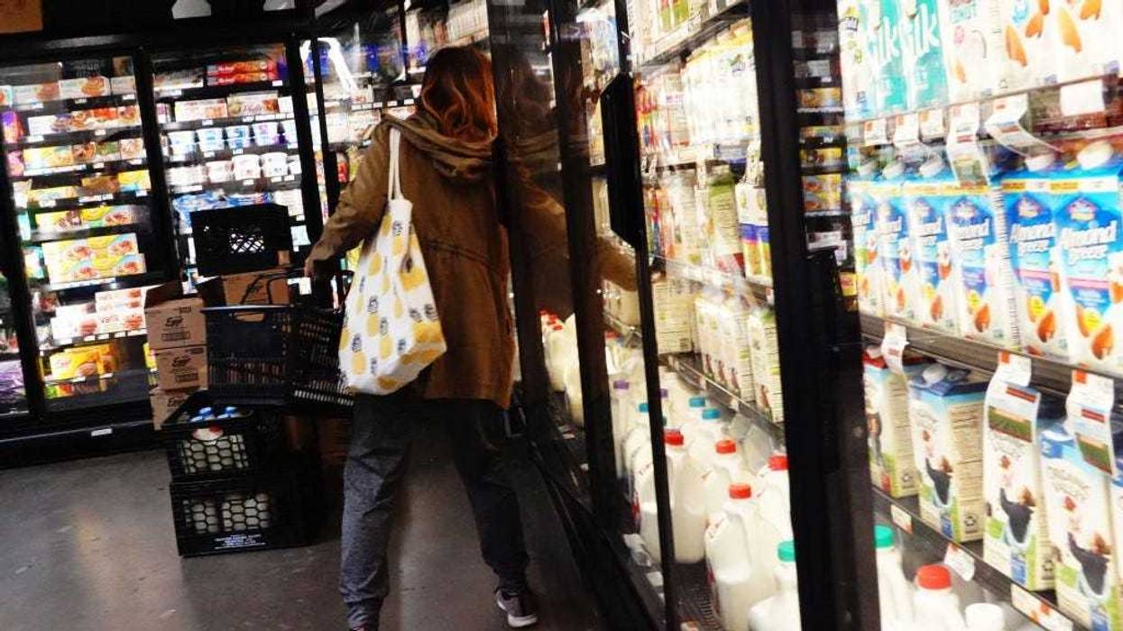 A person shops for groceries at Lincoln Market on March 10, 2022 in the Prospect Lefferts Garden neighborhood of Brooklyn borough in New York City.