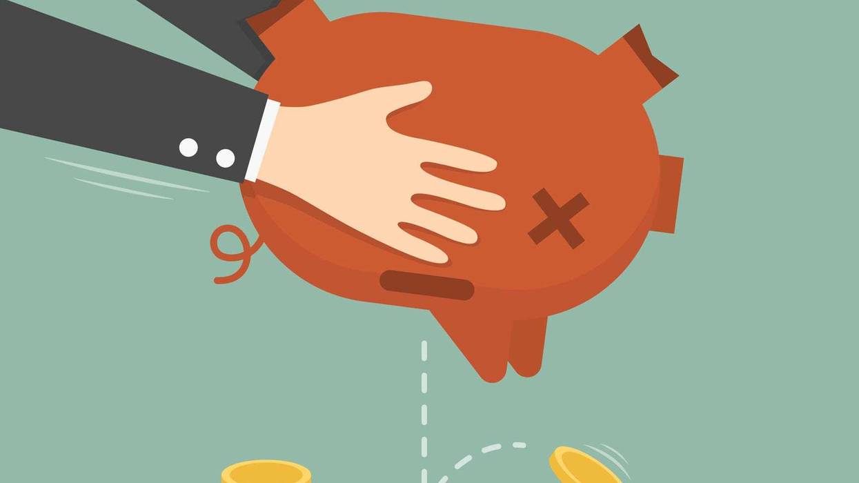 A person taking money out of their savings.