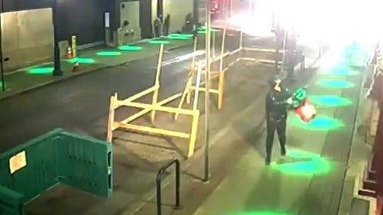 A person was caught on surveillance video Wednesday spray-painting the Filbert Street side of the Reading Terminal Market.